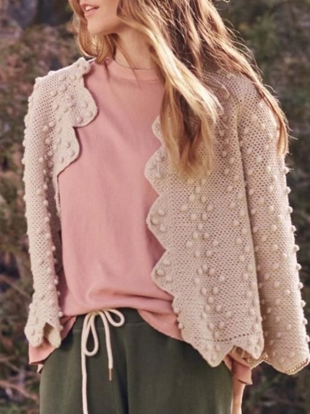 The Great Zig Zag Bobble Cream Cardigan